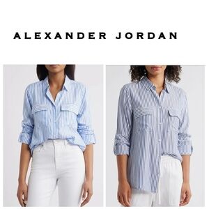 Alexander Jordan Blue & White Striped Blouse S
